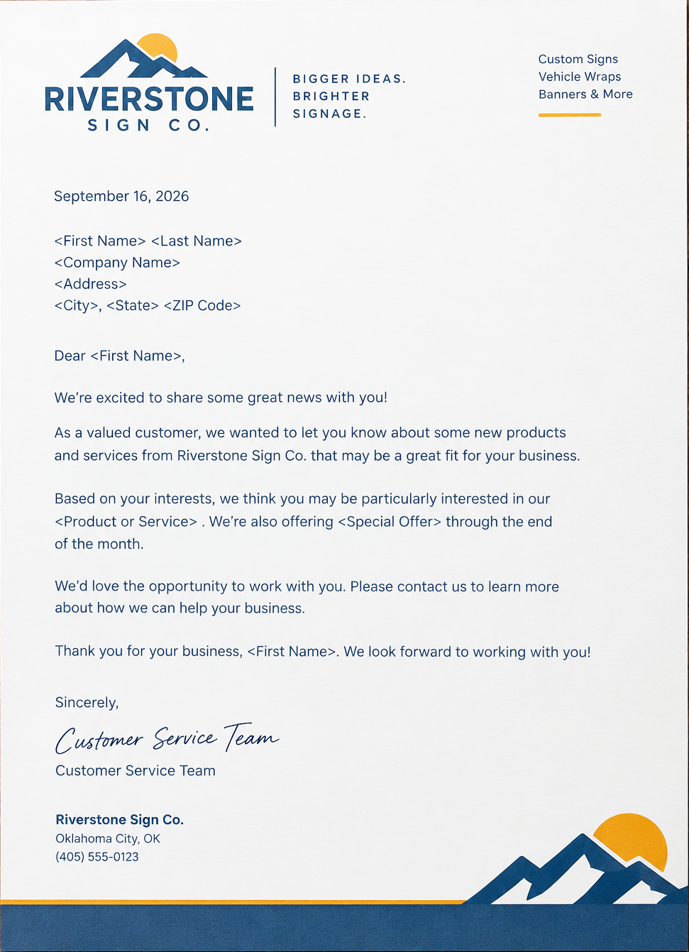 Variable Data Sampl Letter